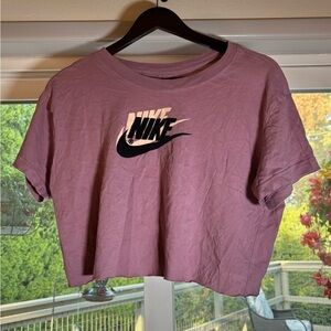 Nike Cropped T-Shirt Mauve Purple Logo Tee Women’s XS